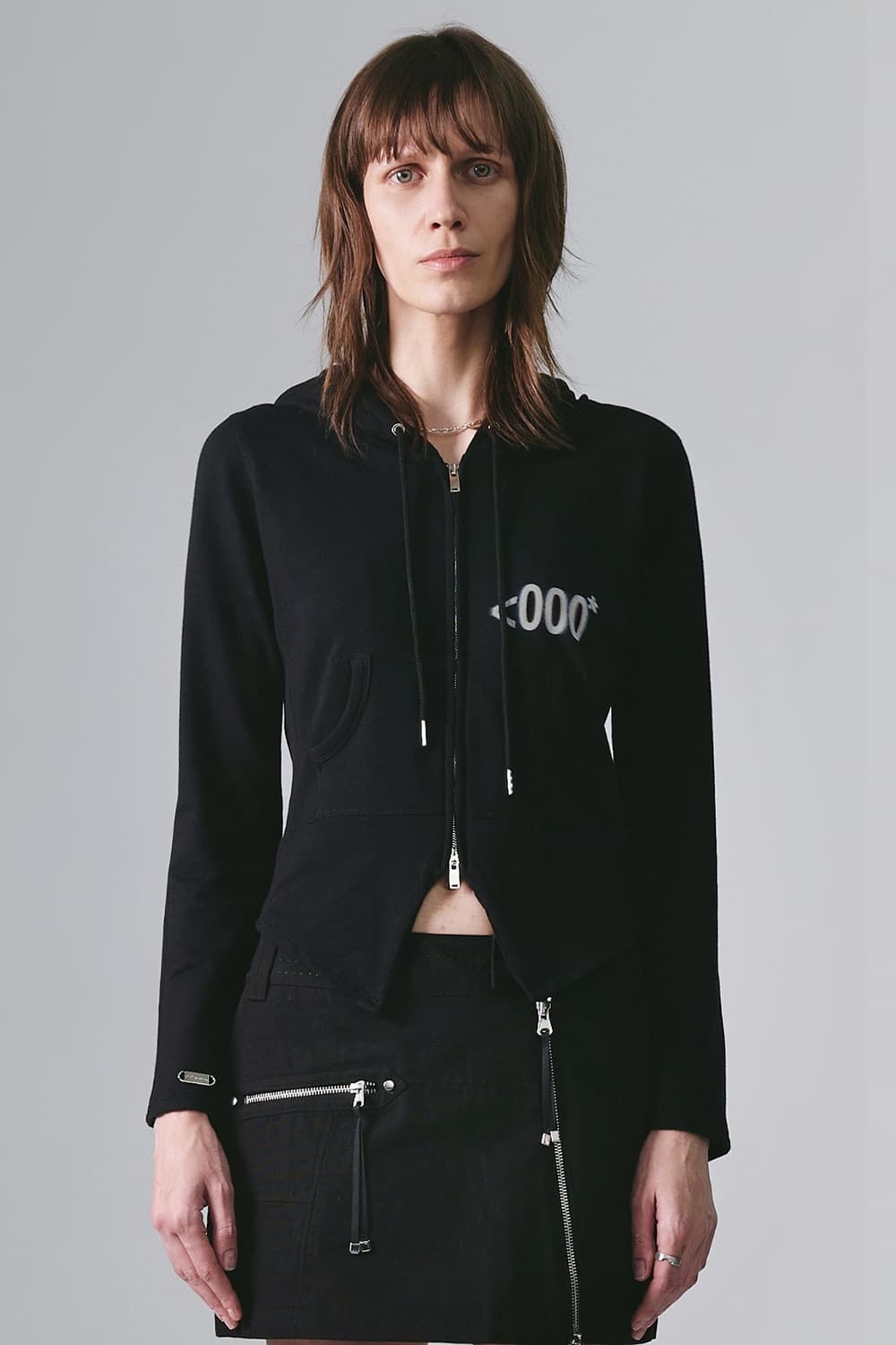 NACHE☆韓国☆人気☆SLIT TIE HOODIE ZIP-UP 3色 トップス