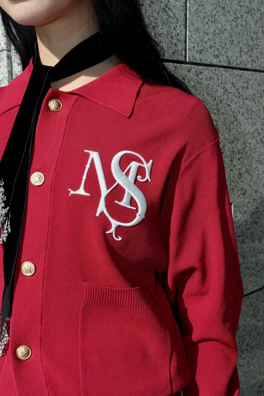 MASU M.S. CREST CARDIGAN RED 46 masu m.s. crest cardigan(red)