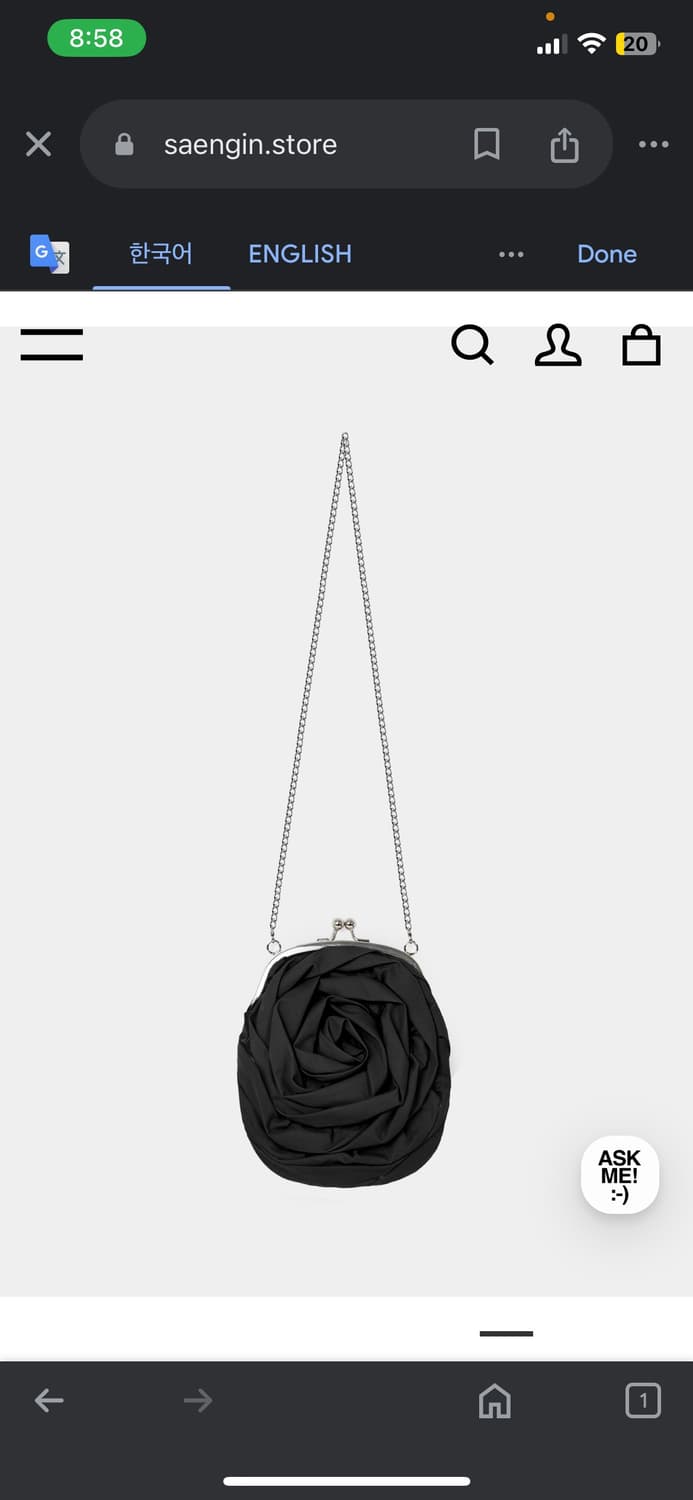 ☆韓国の人気☆【SAENGIN STUDIOS】☆ROSE DISCORD CHAIN BA.G☆ ハンドメイド☆SAENGIN STUDIOS☆ROSE Discord Chain Bag 銀色