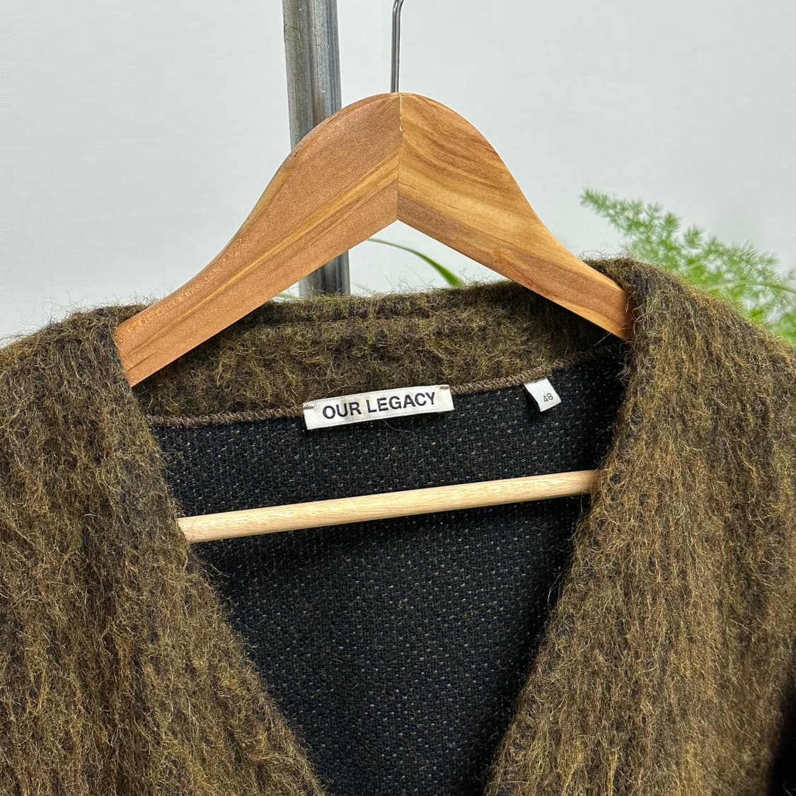 OUR LEGACY olive mohair cardigan 48サイズ Our Legacy - Cardigan Olive Melange Mohair