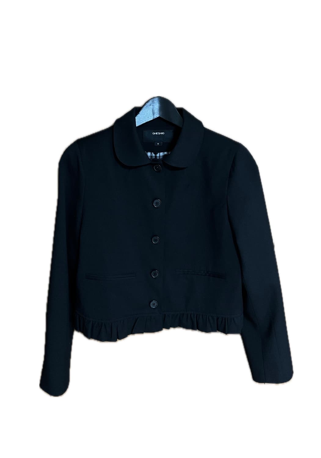 OHESHIO オヘシオ ROUND FRILL JACKET, BLACK 오헤시오 ROUND FRILL
