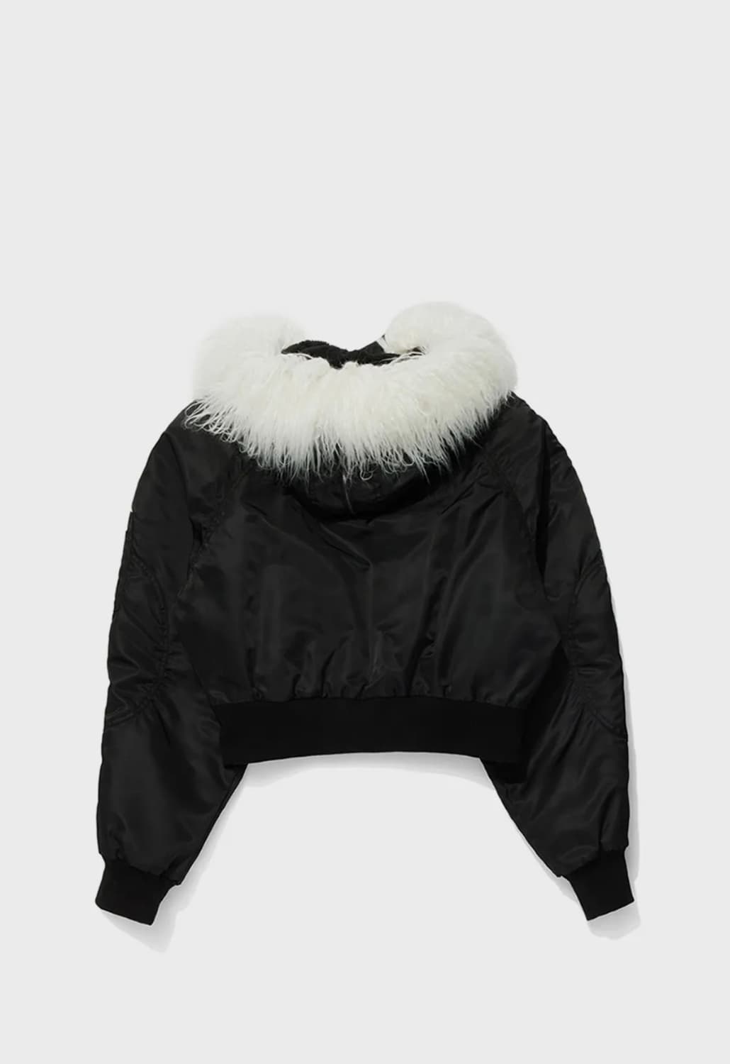 Openyy faux fur zipper hood ma1 (black) | 후루츠패밀리