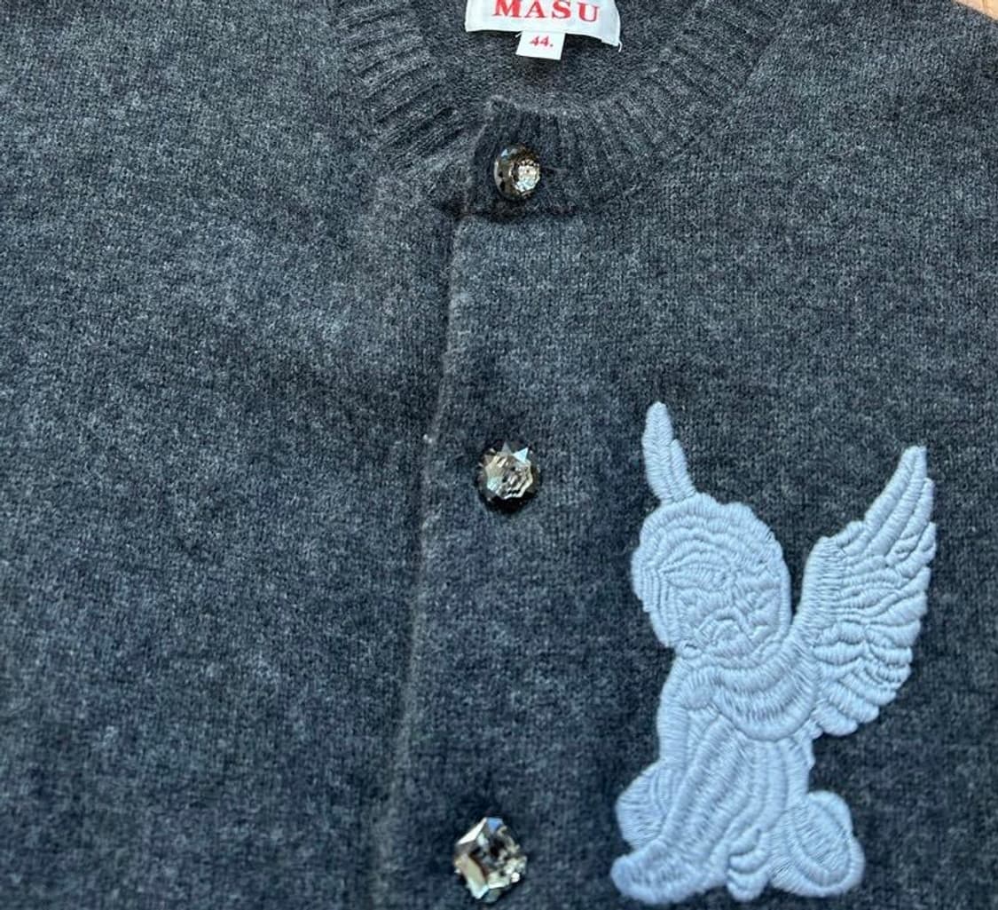 トップス MASU 24AW ANGEL EMBROIDERED CARDIGAN 46 MASU 24AW ANGEL EMBROIDERED CARDIGAN 46 MASU / Angel