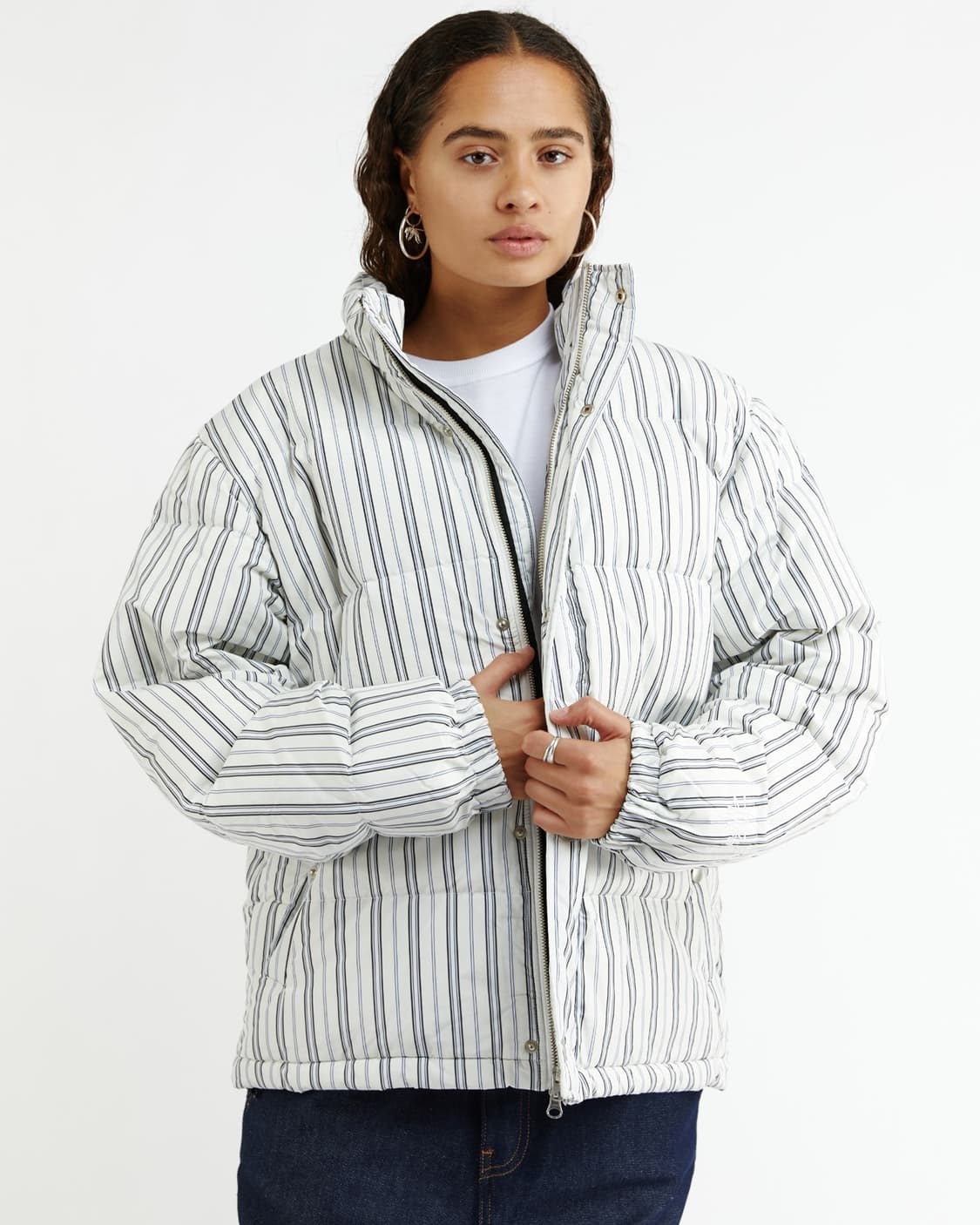 ジャケット・アウター stussy Stripe Down Puffer Jacket Stussy Stripe Down Puffer Jacket - white (bone)