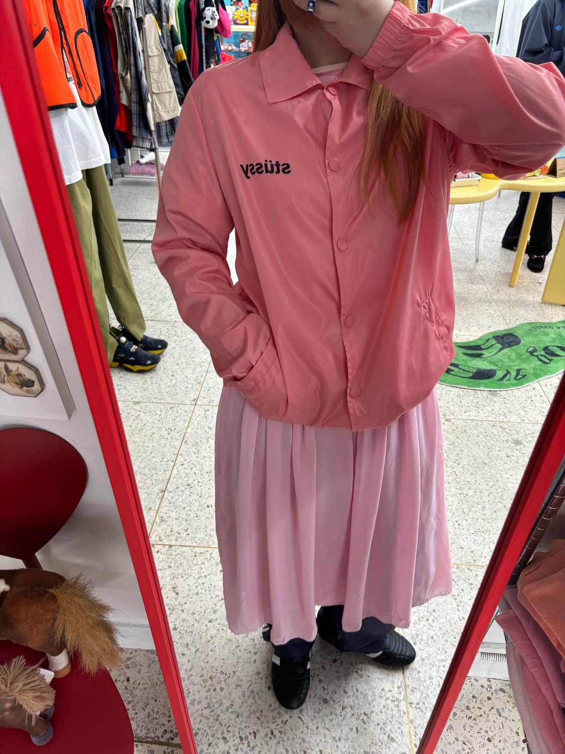 stussy women ピンクコーチジャケット