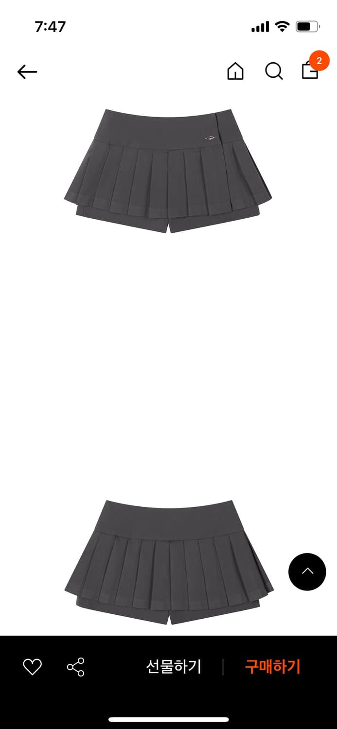 PLEATS MINI SKIRT SHORTS, CHACOAL | 후루츠패밀리