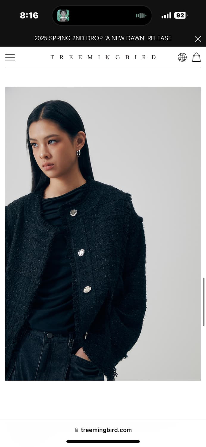 韓国商品/TREMING BIRD Frayed Trim Tweed Over-fit Jacket 韓国商品/TREMING BIRD Frayed Trim Tweed Over-fit Jacket
