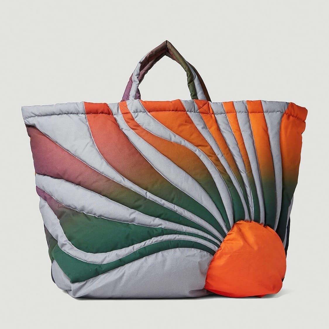 ERL グレー＆オレンジ Sunset パファー トートバッグ ダウン フェザー