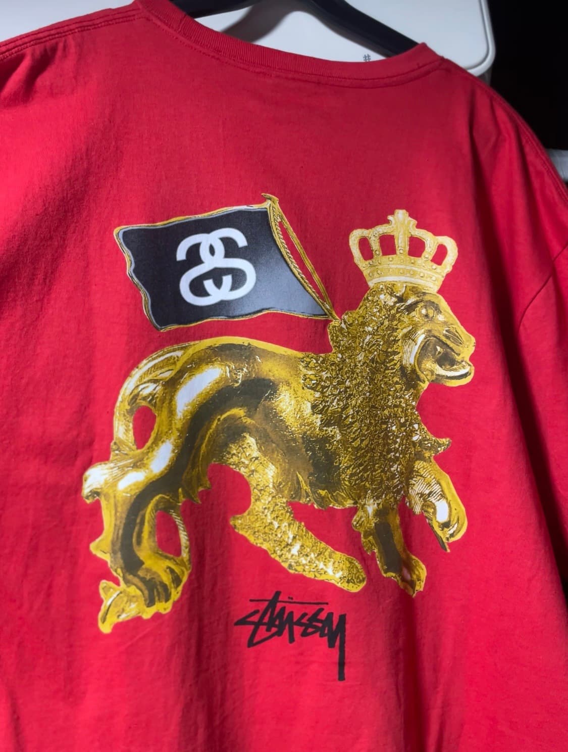 Stussy Gold Lion Shirt Stussy Gold Lion T-Shirt Red 스투시