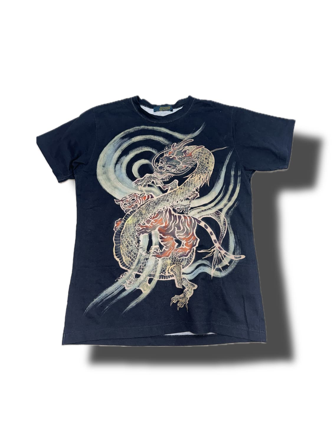 Spiral Oriental Dragon T-Shirt - Bold Crimson Dragon Design On Black 100% Cotton Tee - View #6