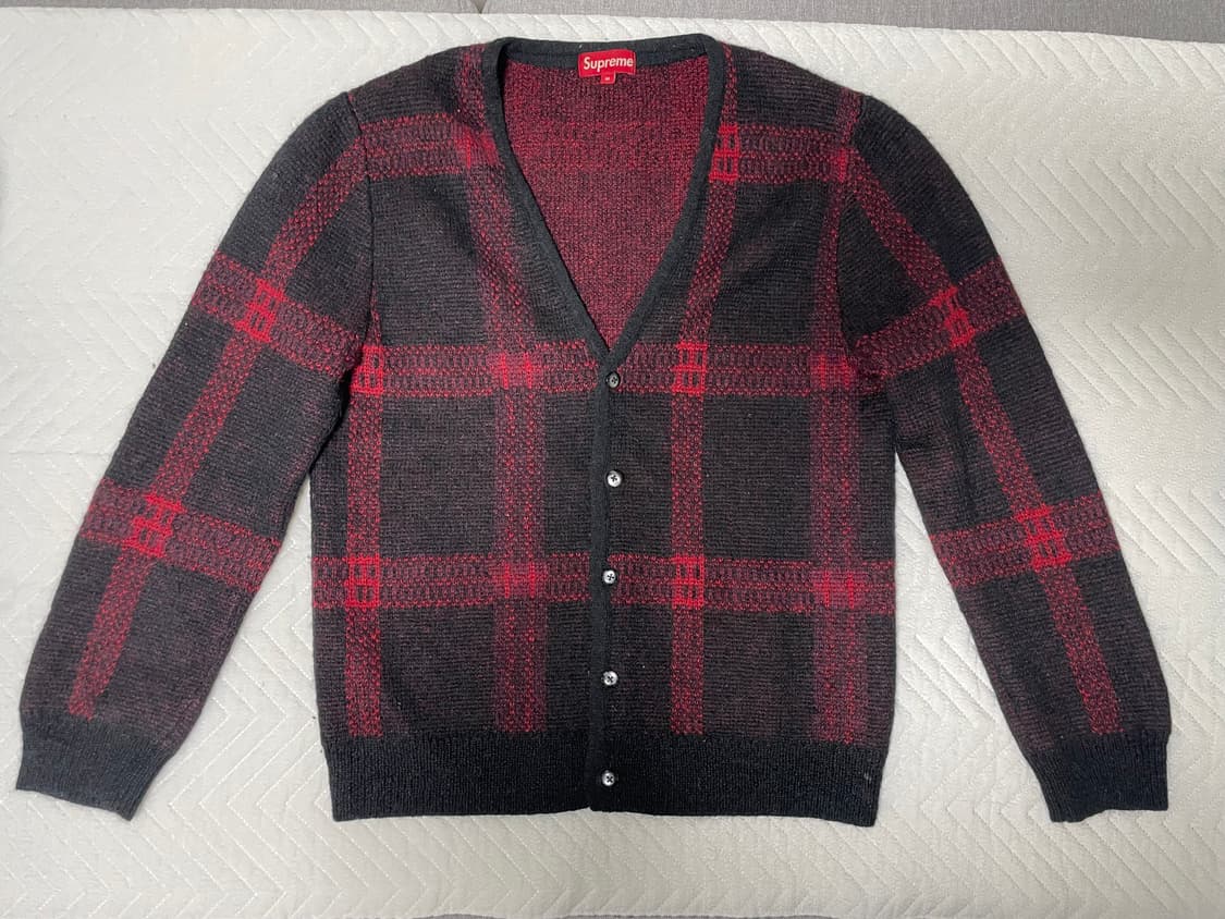 Supreme 14ss Plaid Mohair Cardigan SUPREME Brushed Grid Mohair