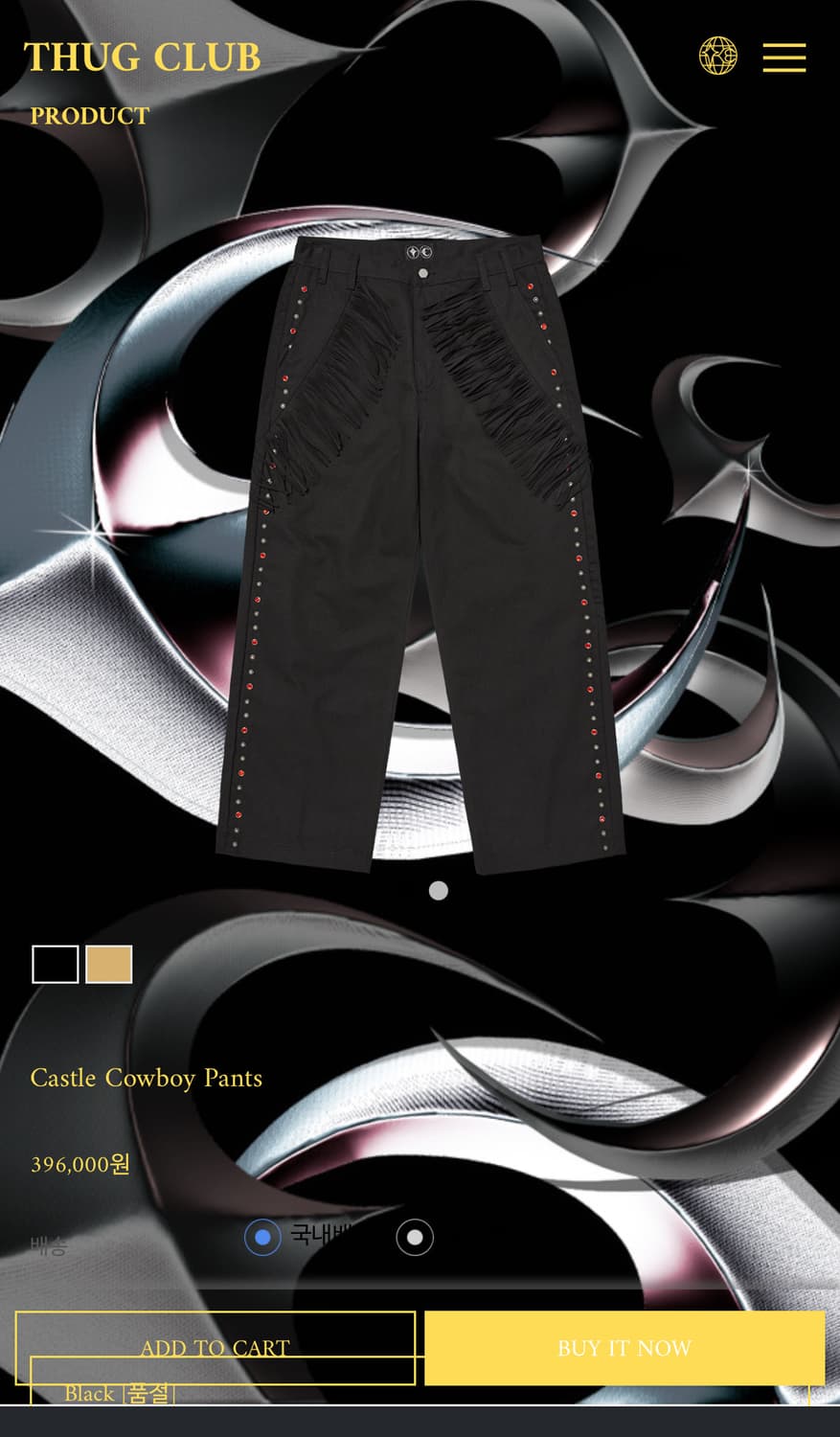 THUG CLUB Castle Cowboy Fringed Trousers | Black | FARFETCH RO