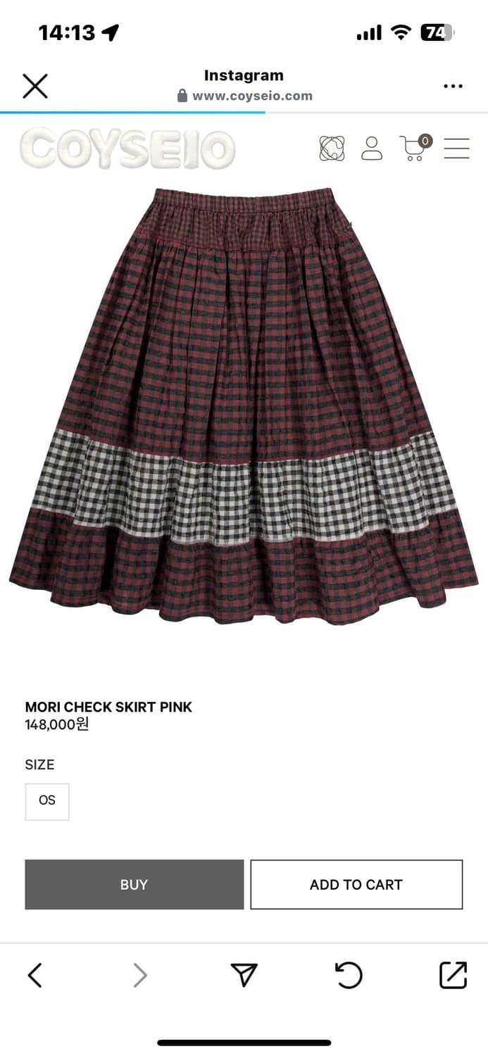 MORI CHECK SKIRT PINK | 후루츠패밀리