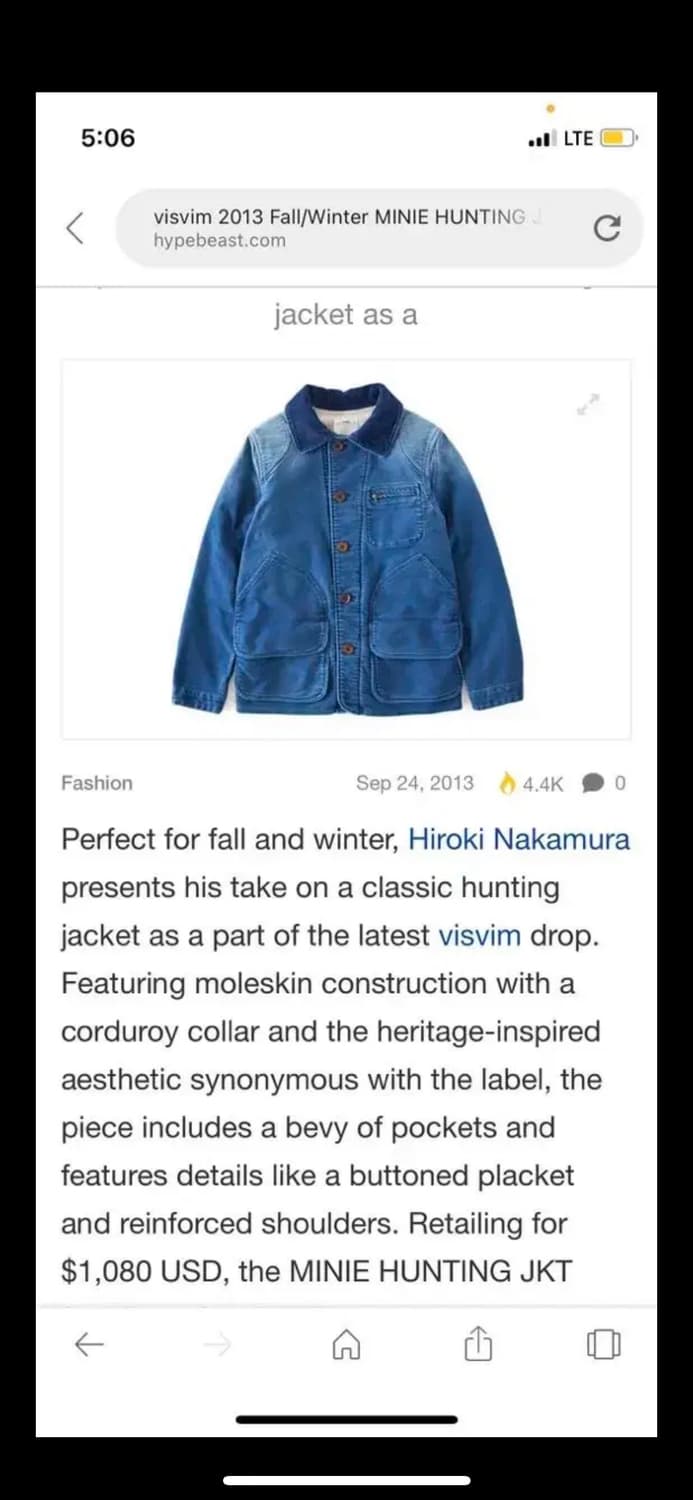 ジャケット・アウター visvim MINIE HUNTING JACKET visvim - MINIE HUNTING JKT!! : UNDERPASS・・・Having fun!!!