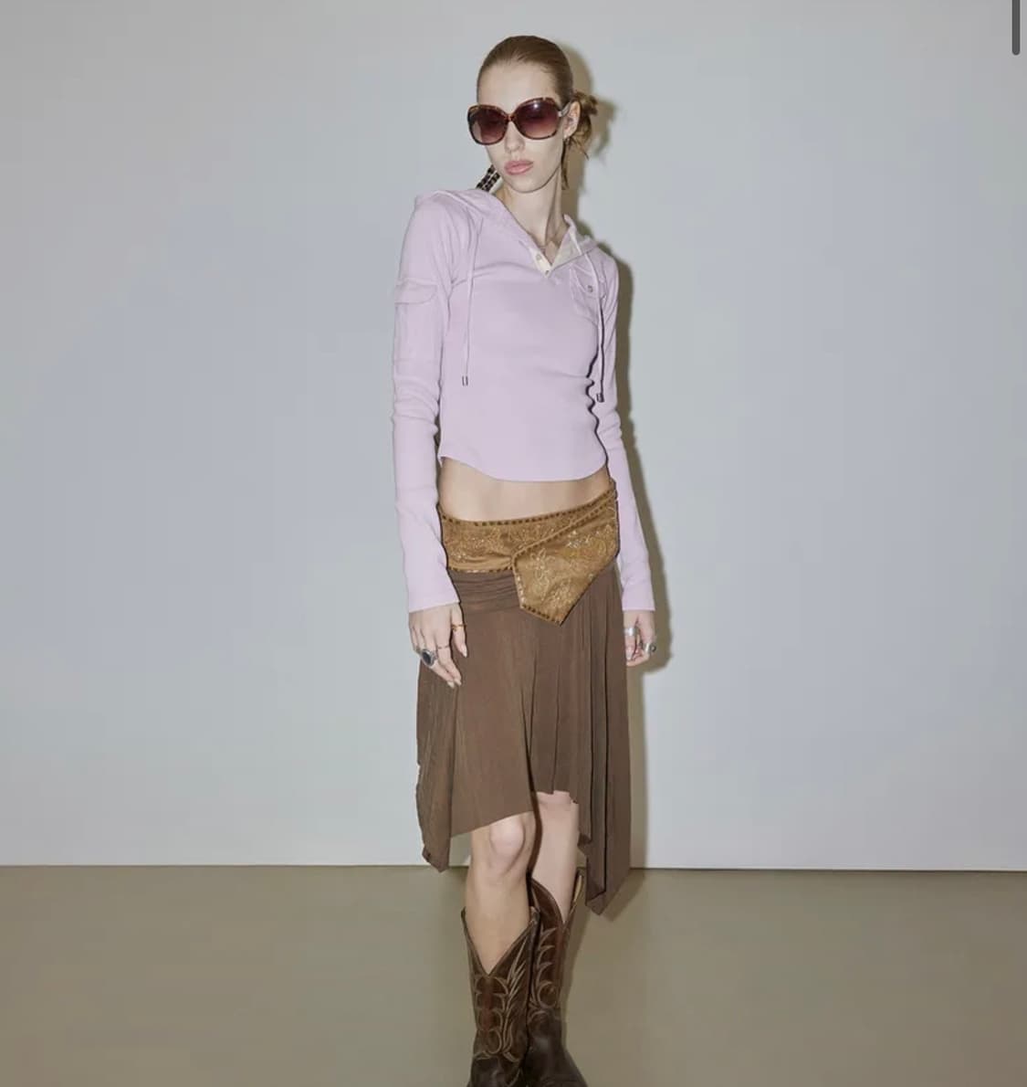 Sculptor Beaded Jersey Skirt Brown | 후루츠패밀리
