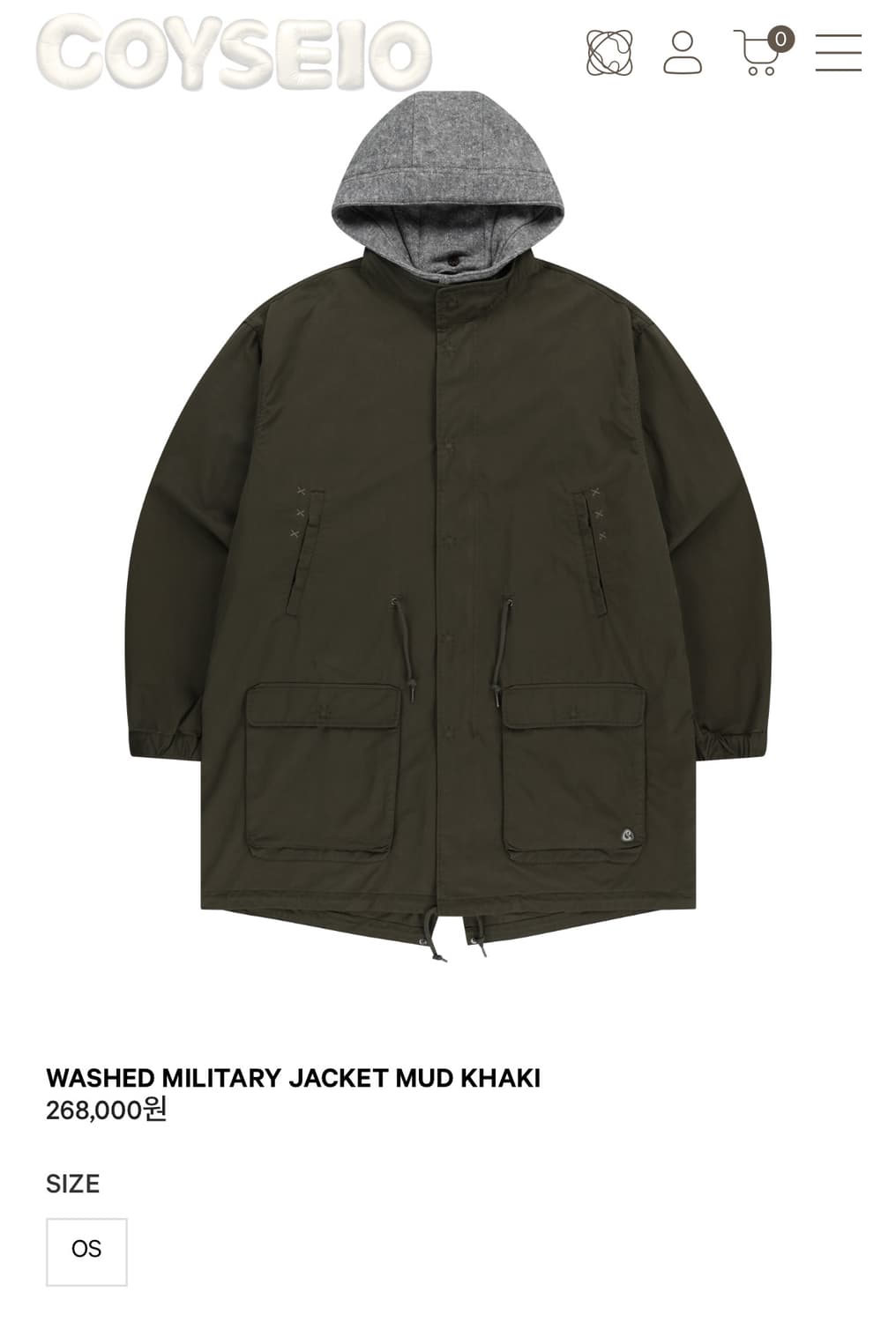 코이세이오 WASHED MILITARY JACKET MUD KHAKI | 후루츠패밀리