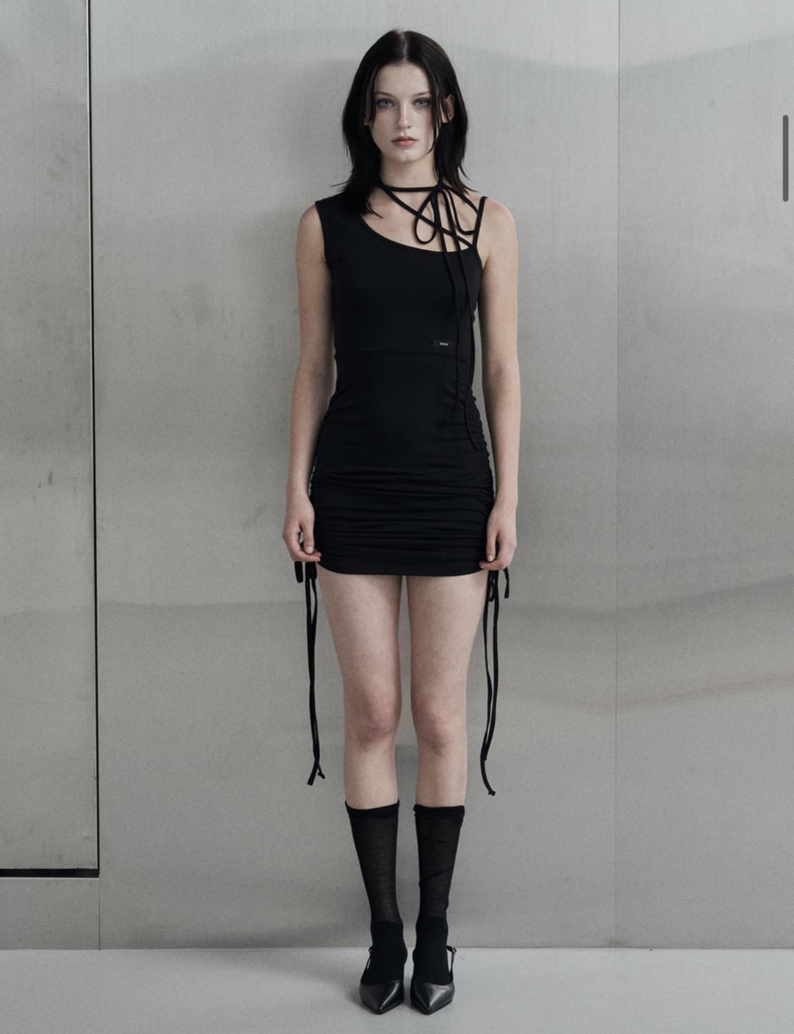 mnem shirring strap mini dress | 후루츠패밀리