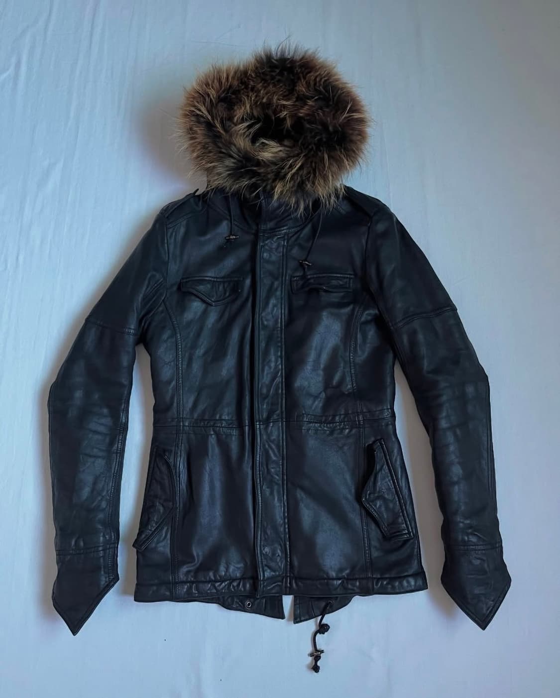 SHELLAC ライダース 馬革 レッキスファー 毛皮 レザージャケット 48