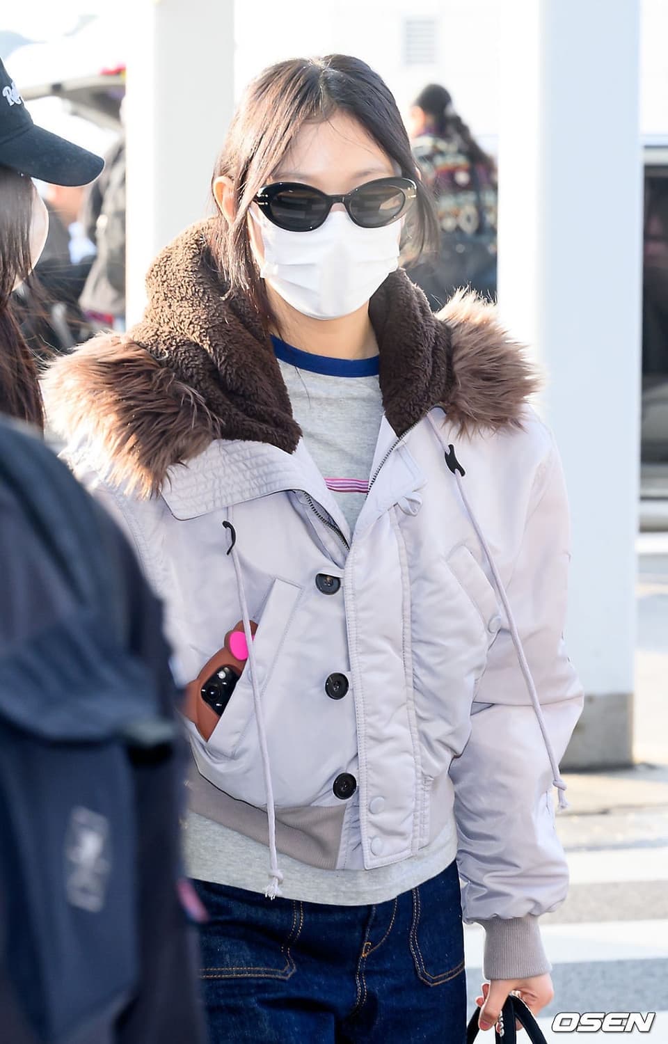 Open Yy Faux fur zipper hood ma1 (gray) | 후루츠패밀리