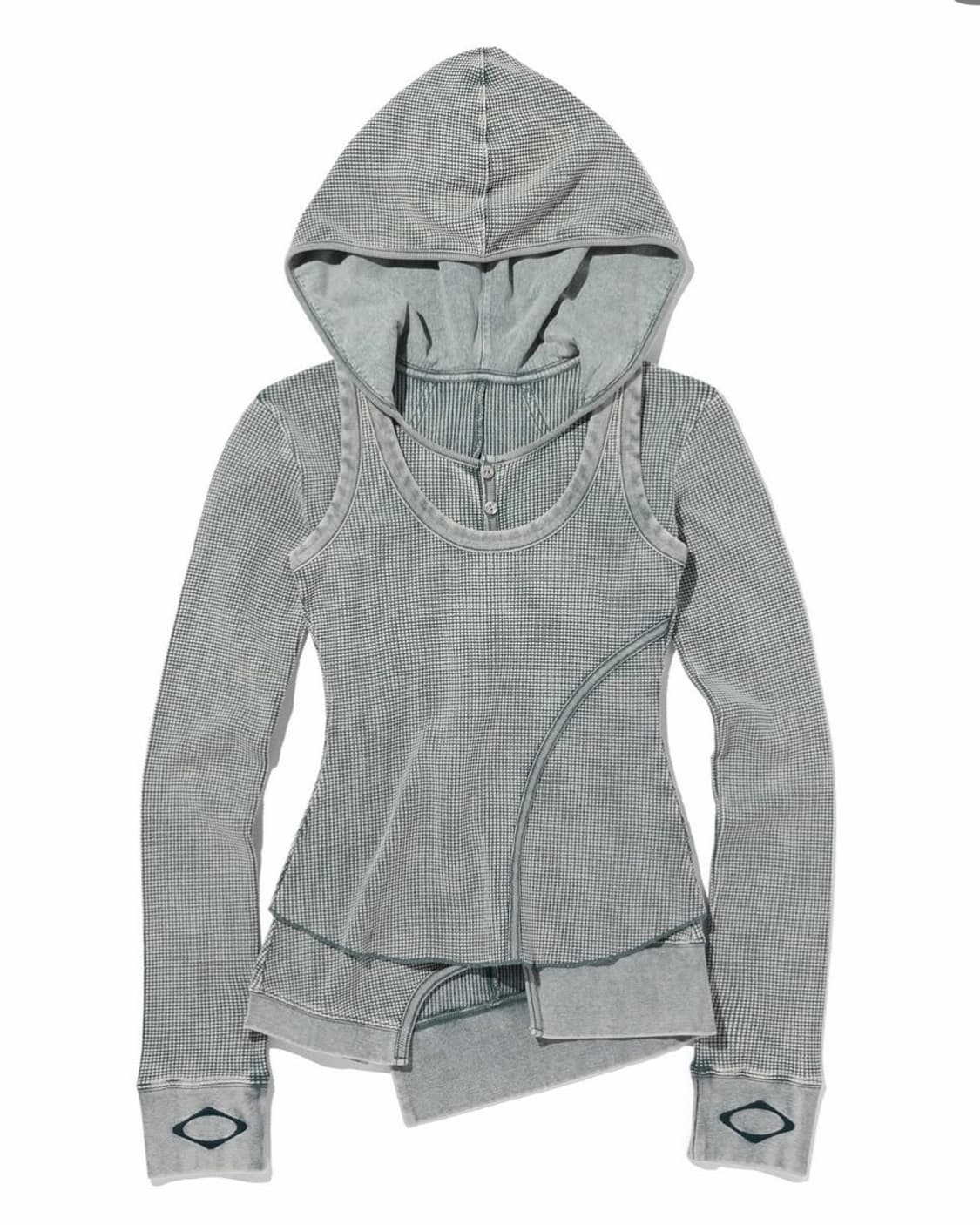 Layered Waffle Hoodie Set Bleached Khaki | 후루츠패밀리