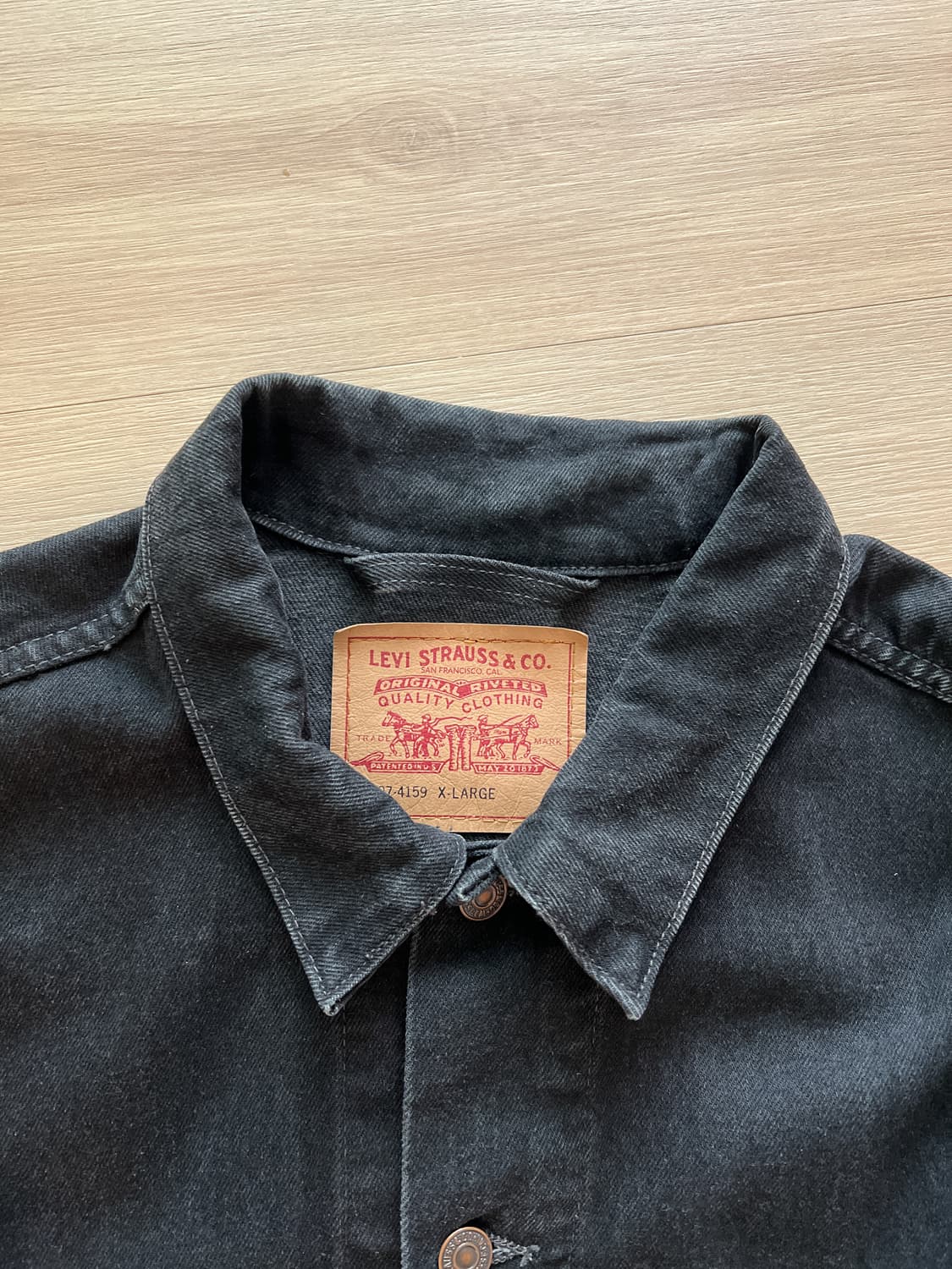 90s Levi's®︎ 70507-4159 LEVI'S 70507 4159 Black Denim Trucker Jean Jacket XXL
