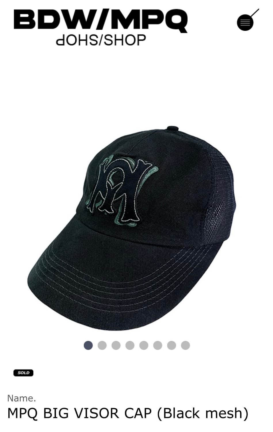 【MPQ】MPQ BIG VISOR CAP (Black mesh) bdw/mpq