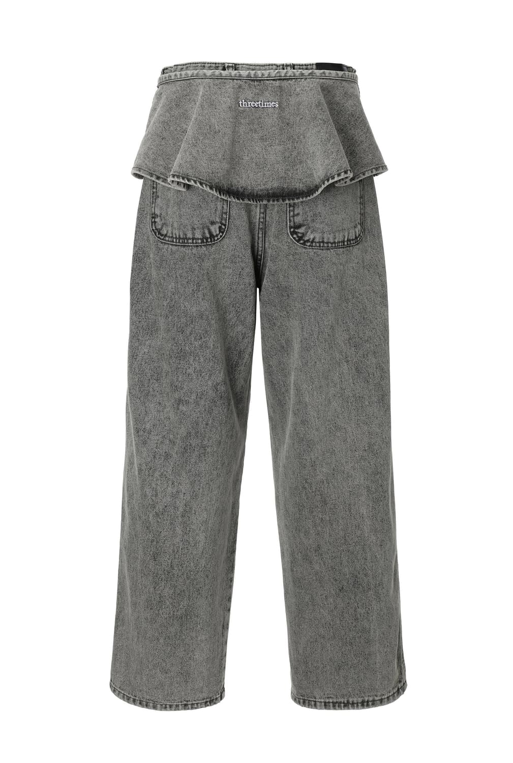 【threetimes】24fw Ruffle baggy jeans threetimes ruffle baggy jeans gray M | 후루츠패밀리