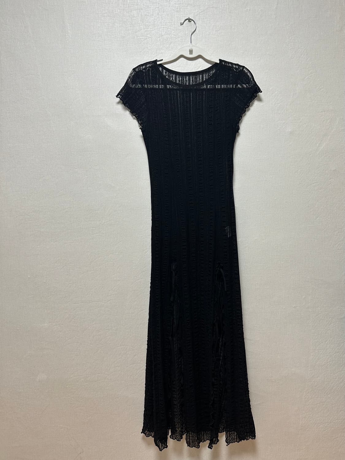 ◆as if calie◆ RIBBON SLIT MAXI DRESS BLACK CA24BDR002BK MUSINSA | ASIF CALIE RIBBON SLIT MAXI DRESS BLACK