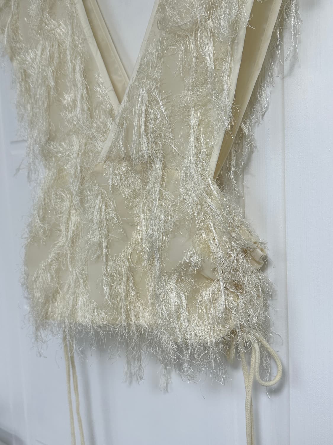 leinwande Fringe Jacquard Top LEINWANDE Mixed Fringe Crop Top