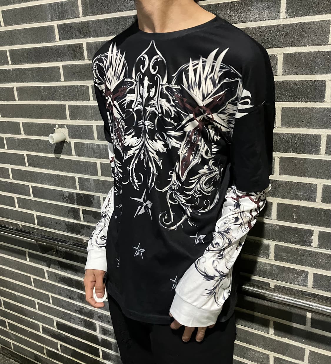 00s TORNADO MART lace up velour L/S Y2K ゴシック系