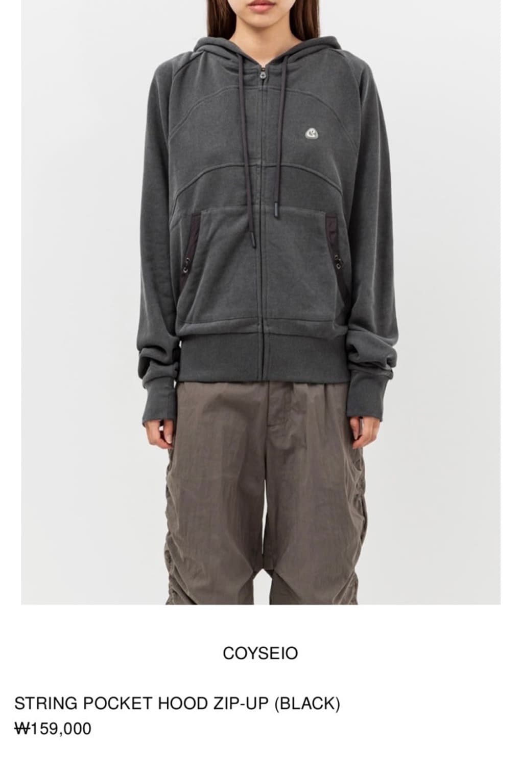 トップス COYSEIO STRING POCKET HOOD ZIP-UP BLACK STRING POCKET HOOD ZIP-UP BLACK | coyseio