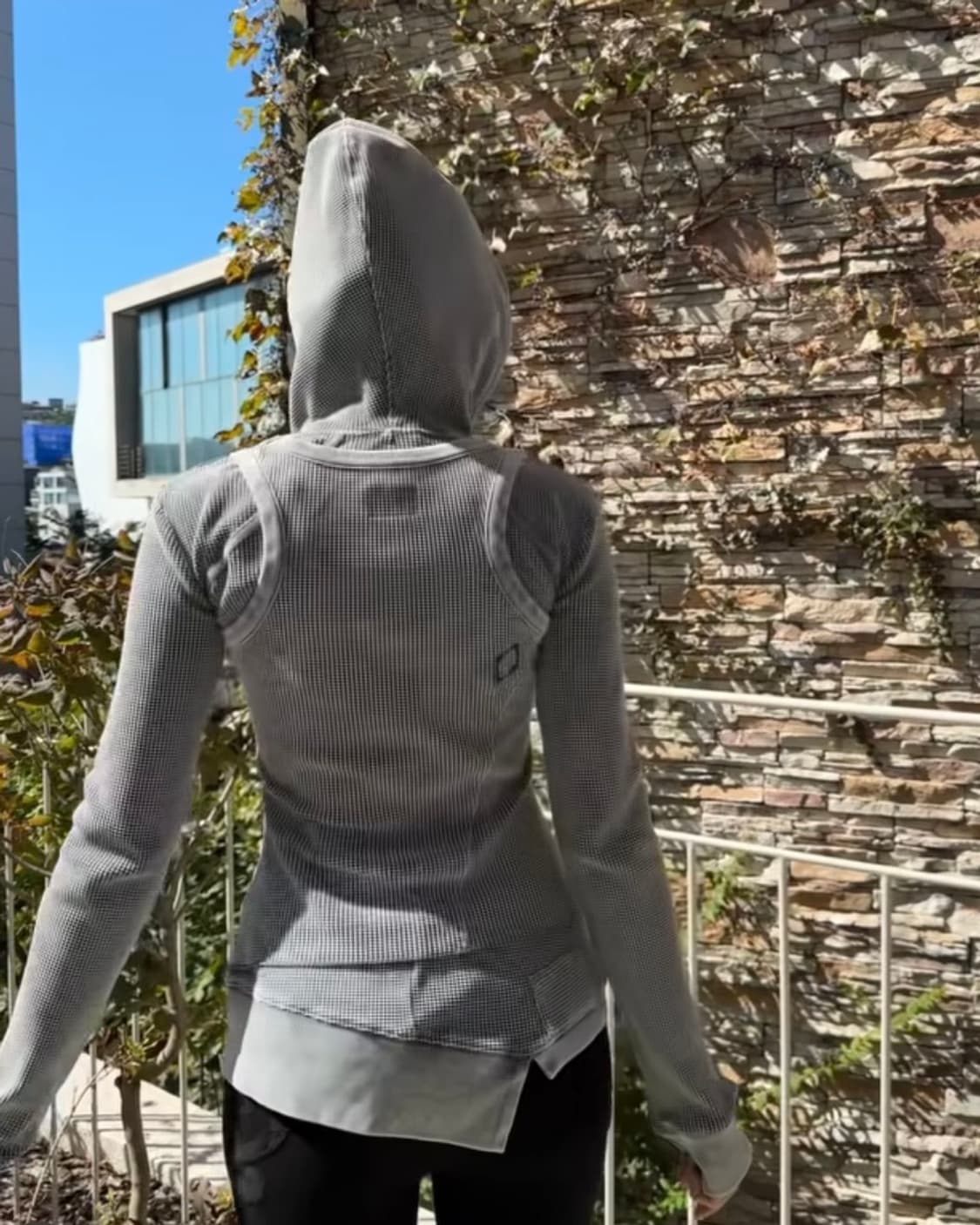 Layered Waffle Hoodie Set Bleached Khaki | 후루츠패밀리