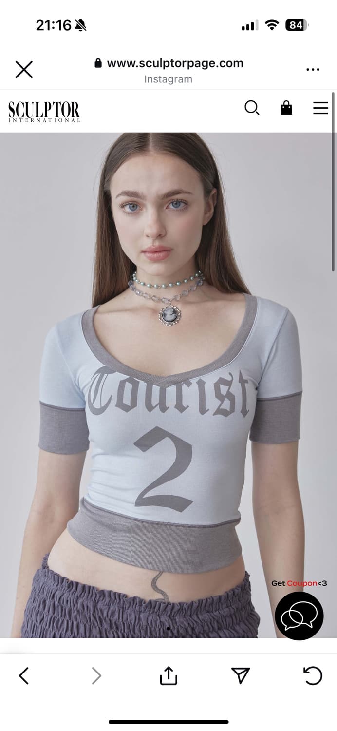Tシャツ・カットソー [SCULPTOR] Heart Neck Tee Sky SC25S249BL Heart Neck Tee Sky – SCULPTOR JAPAN