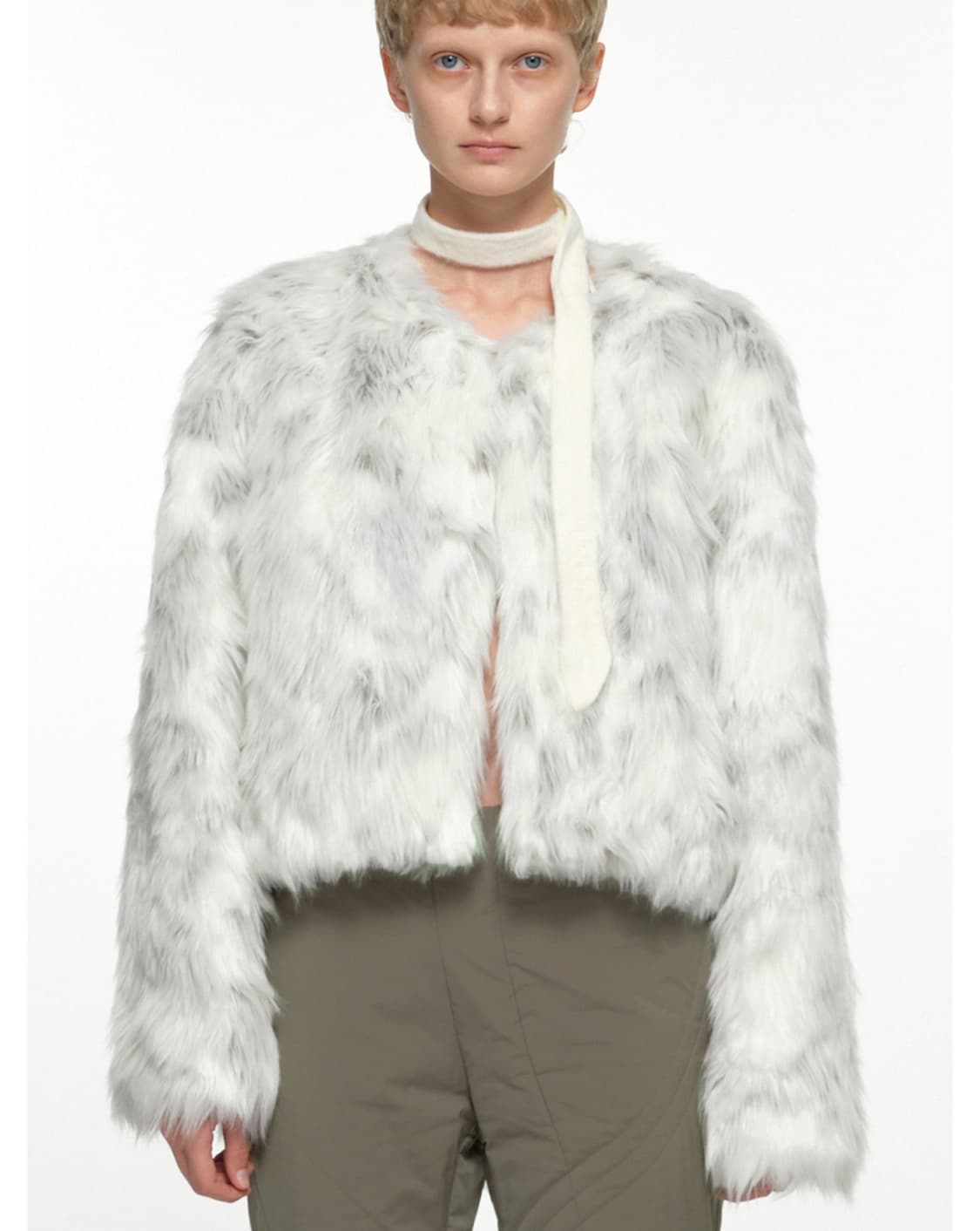 【NACHE】JACQUARD FAUX FUR JACKET ★韓国人気★ 追跡付 NACHE(ナチェ) Nache Jacquard faux fur jacket ファー