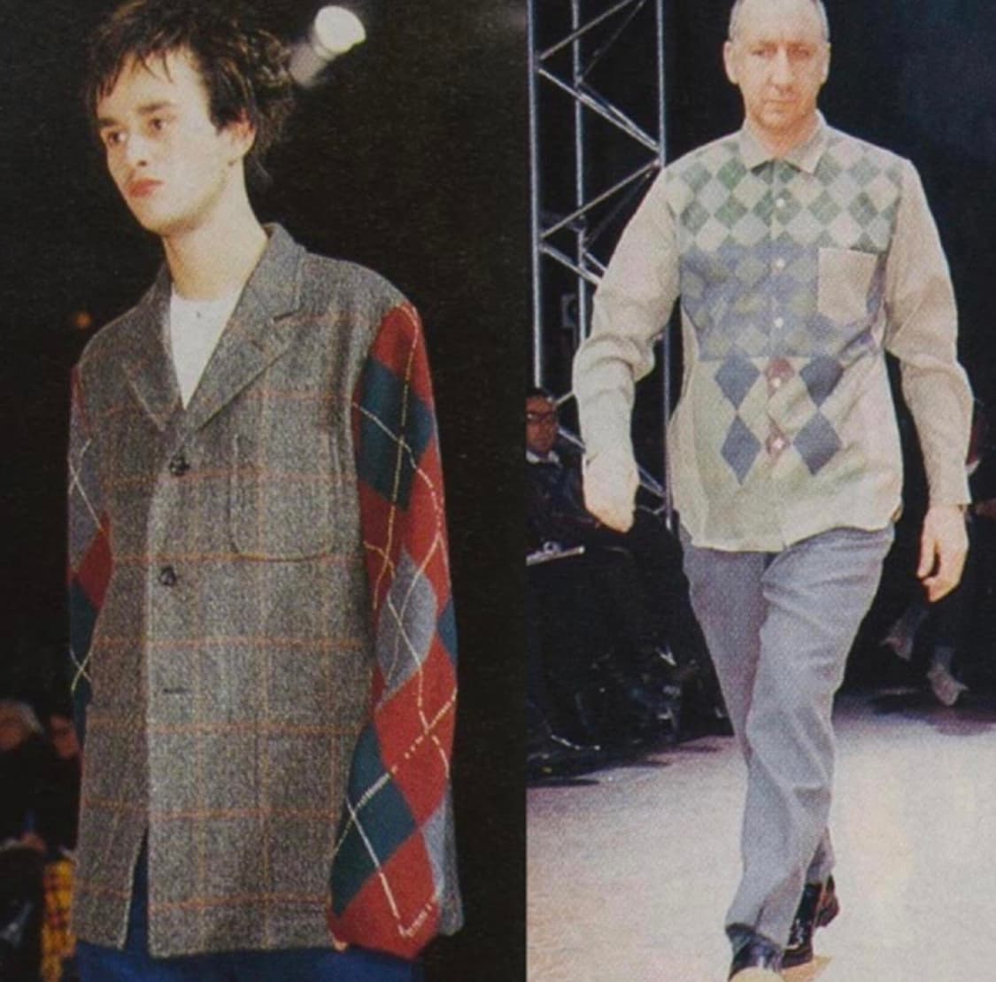 ジャケット・アウター CDG HOMME PLUS AD1996 Knit Panel Jacket AD1996 COMME des GARCONS HOMME PLUS アーガイル袖切り替えデ