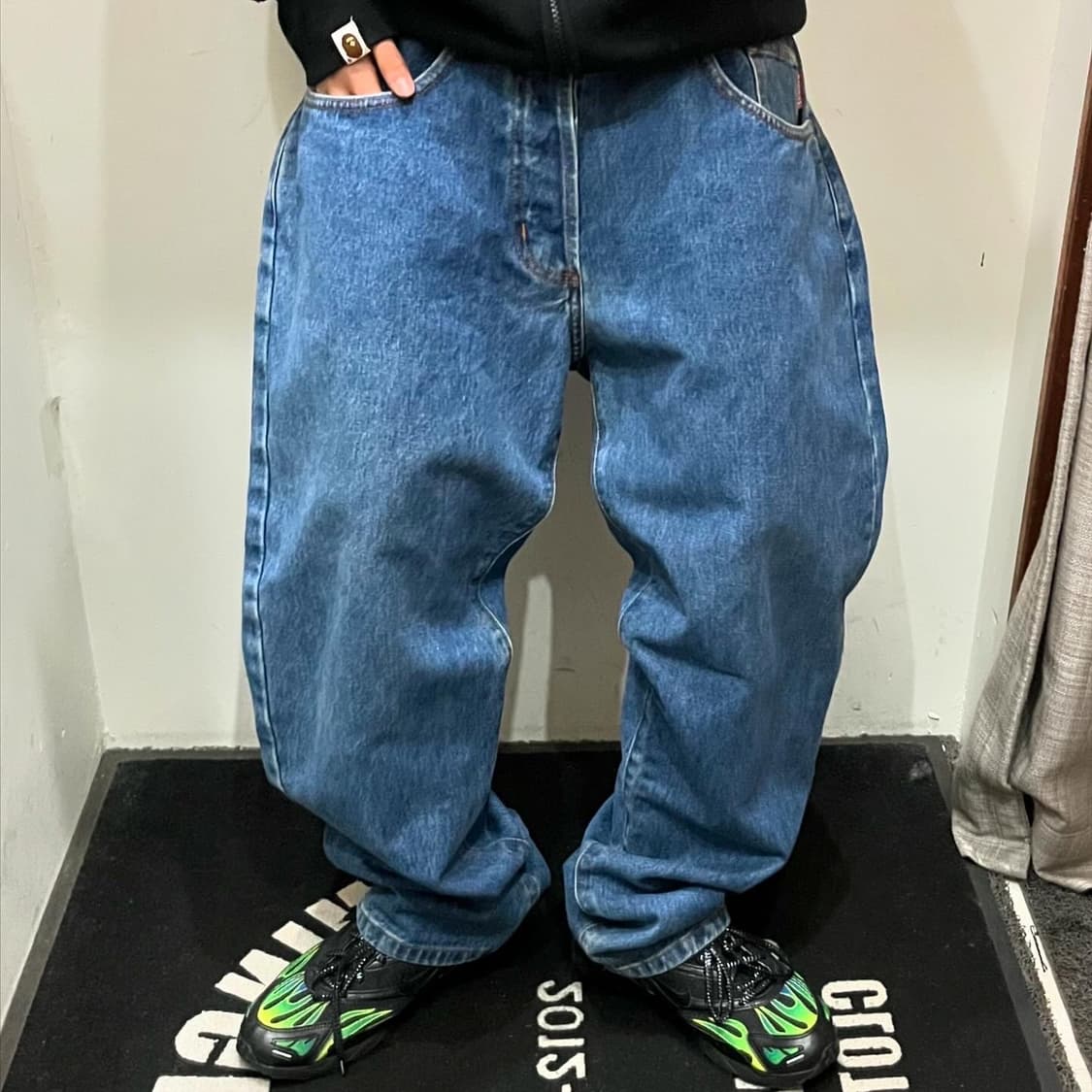 80s 90s OLD STUSSY Red line denim pants