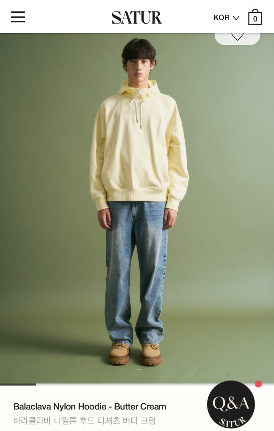 ★SATUR★ Balaclava Nylon Hooded Sweatshirt Butter Cream SA2 새터 Balaclava Nylon Hoodie - Butter Cream | 후루츠패밀리