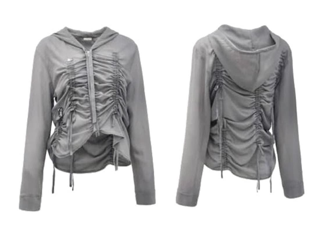 SHIRRING CHIFFON HOODIE ZIP-UP | 후루츠패밀리