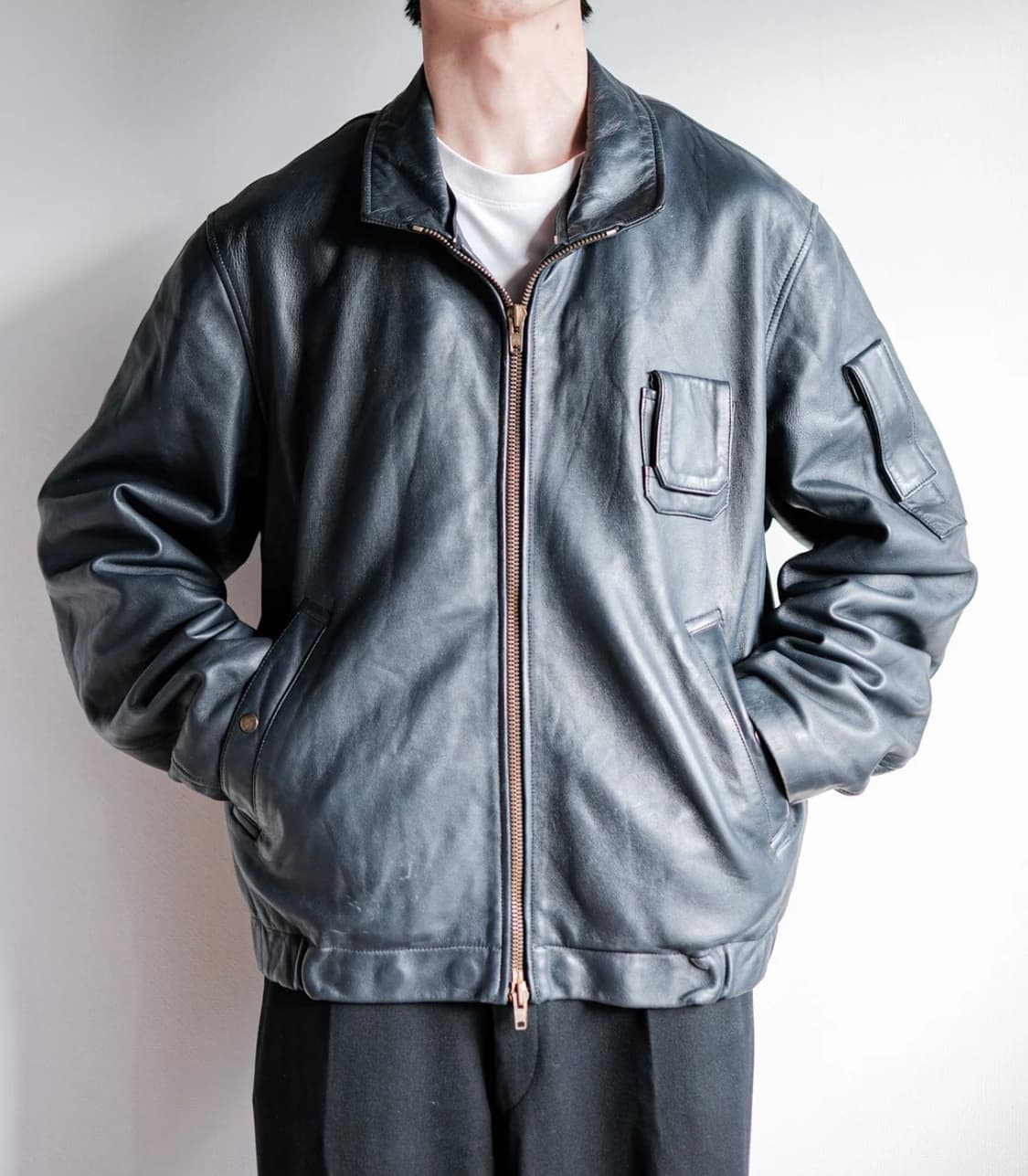 Vintage French Leather Pilot Jacket 70s french leather flight