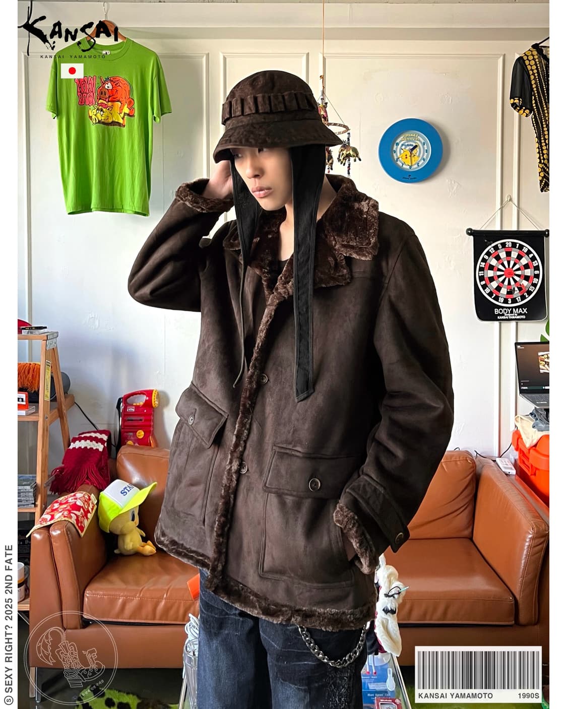 90s KANSAI YAMAMOTO Leather Fur Coat | 후루츠패밀리