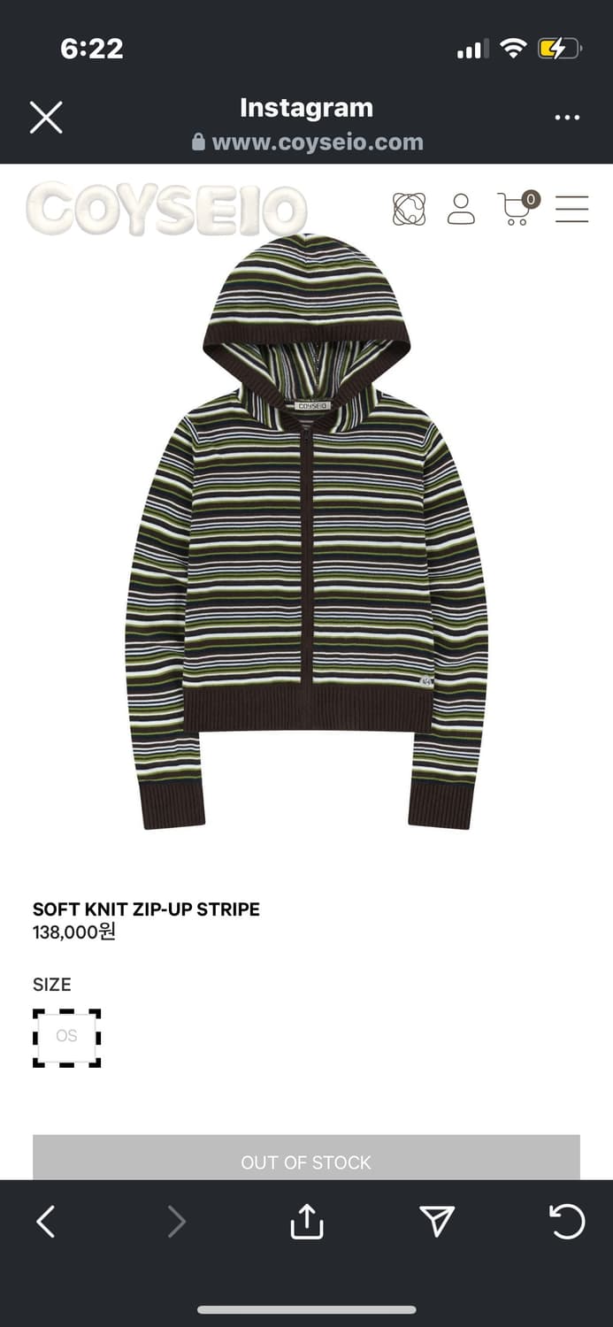 coyseio SOFT KNIT ZIP-UP STRIPE