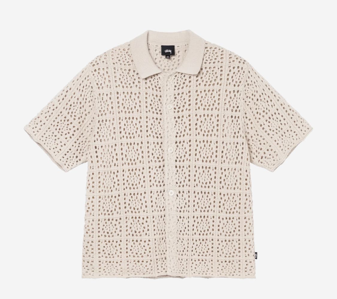 stussy crochet shirt natural | 후루츠패밀리