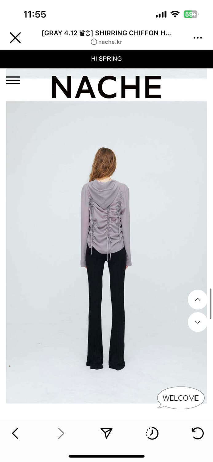 【NACHE】 SHIRRING CHIFFON HOODIE ZIP-UP shirring chiffon hoodie zip-up | 후루츠패밀리