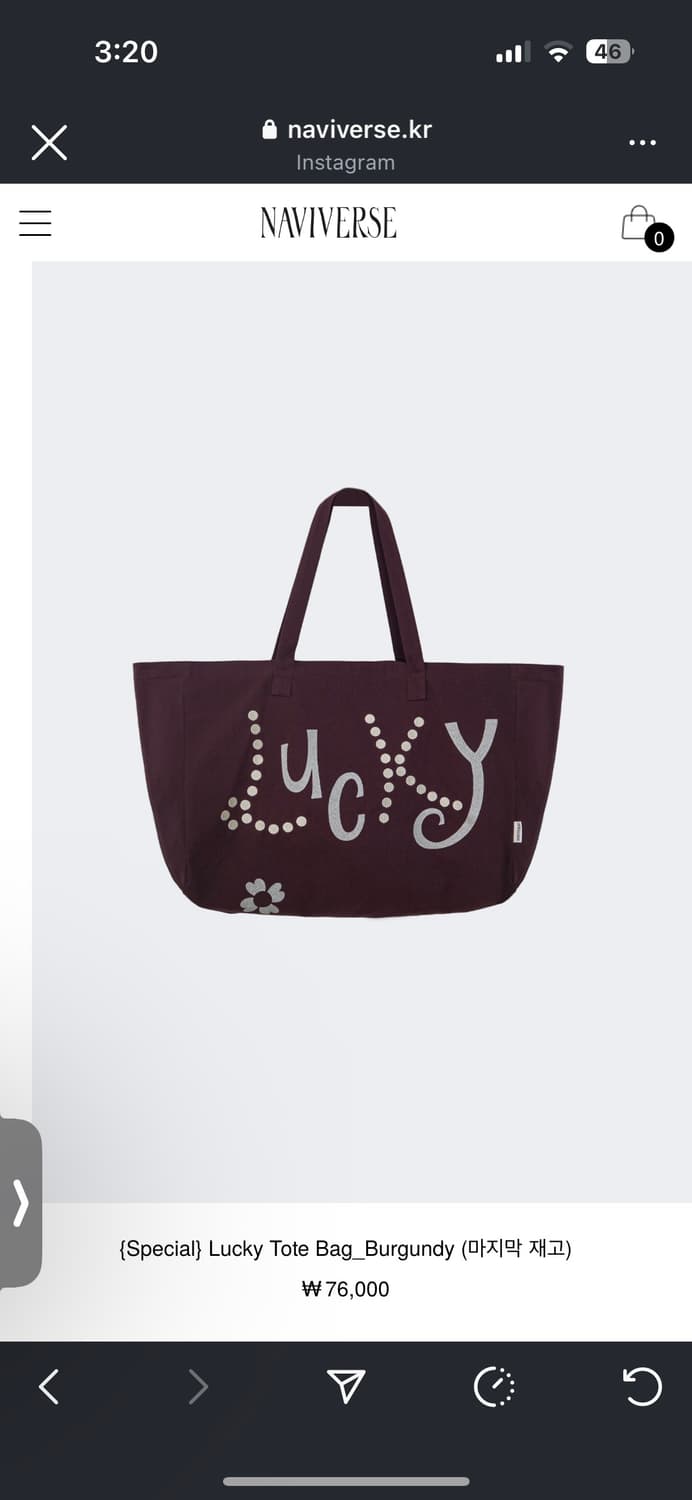 NAVIVERSE] Lucky Tote Bag - Black naviverse Lucky Tote Bag