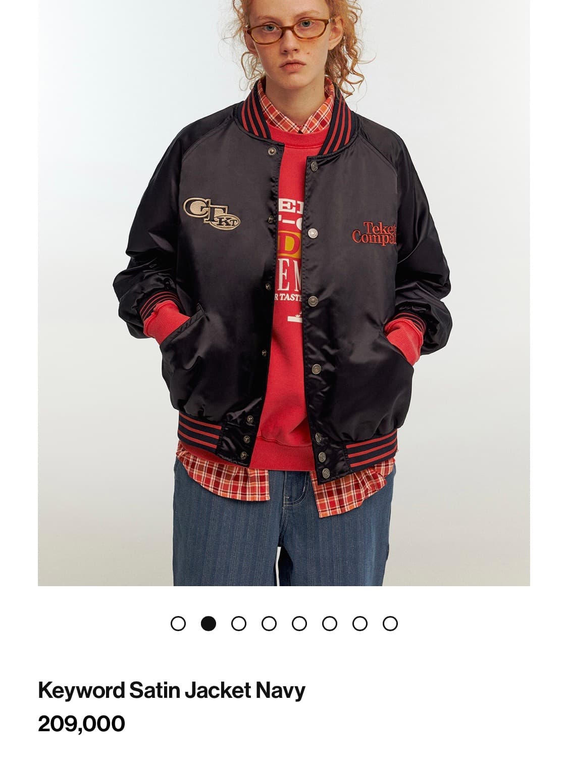【TEKET】Keyword Satin Jacket 테켓 Keyword Satin Jacket Navy | 후루츠패밀리
