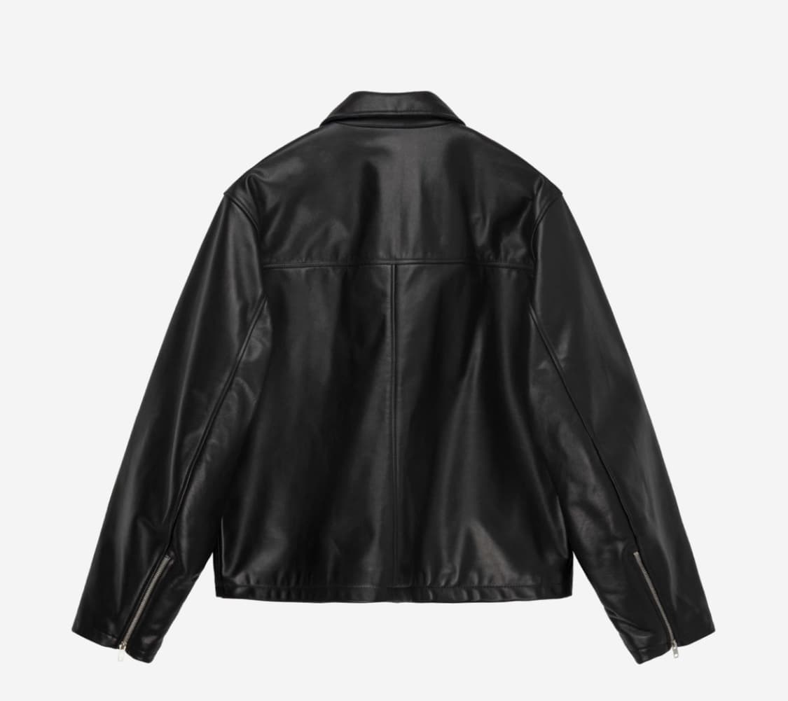 M) stussy leather bing jacket | 후루츠패밀리
