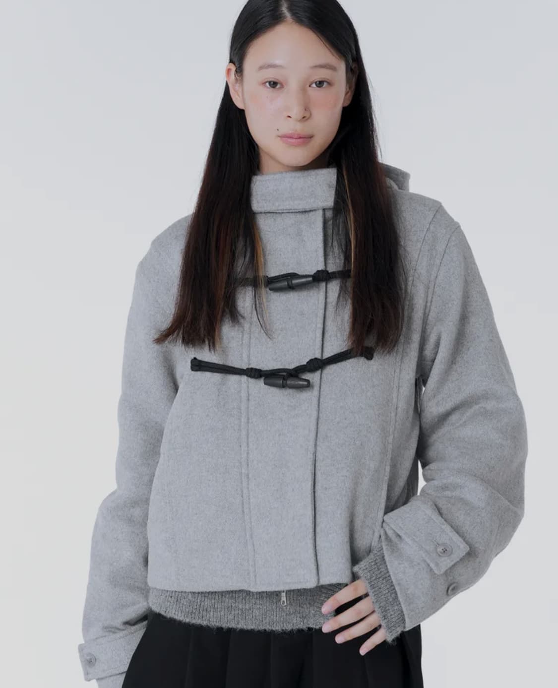 MISEKI SEOUL★韓国★人気★Duffle hoodie short coat 2色 Duffle hoodie short coat GREY | 후루츠패밀리