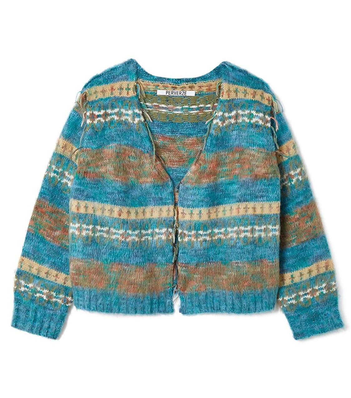 Perverze Blend Border Knit Cardigan PERVERZE 本田翼着用Blend
