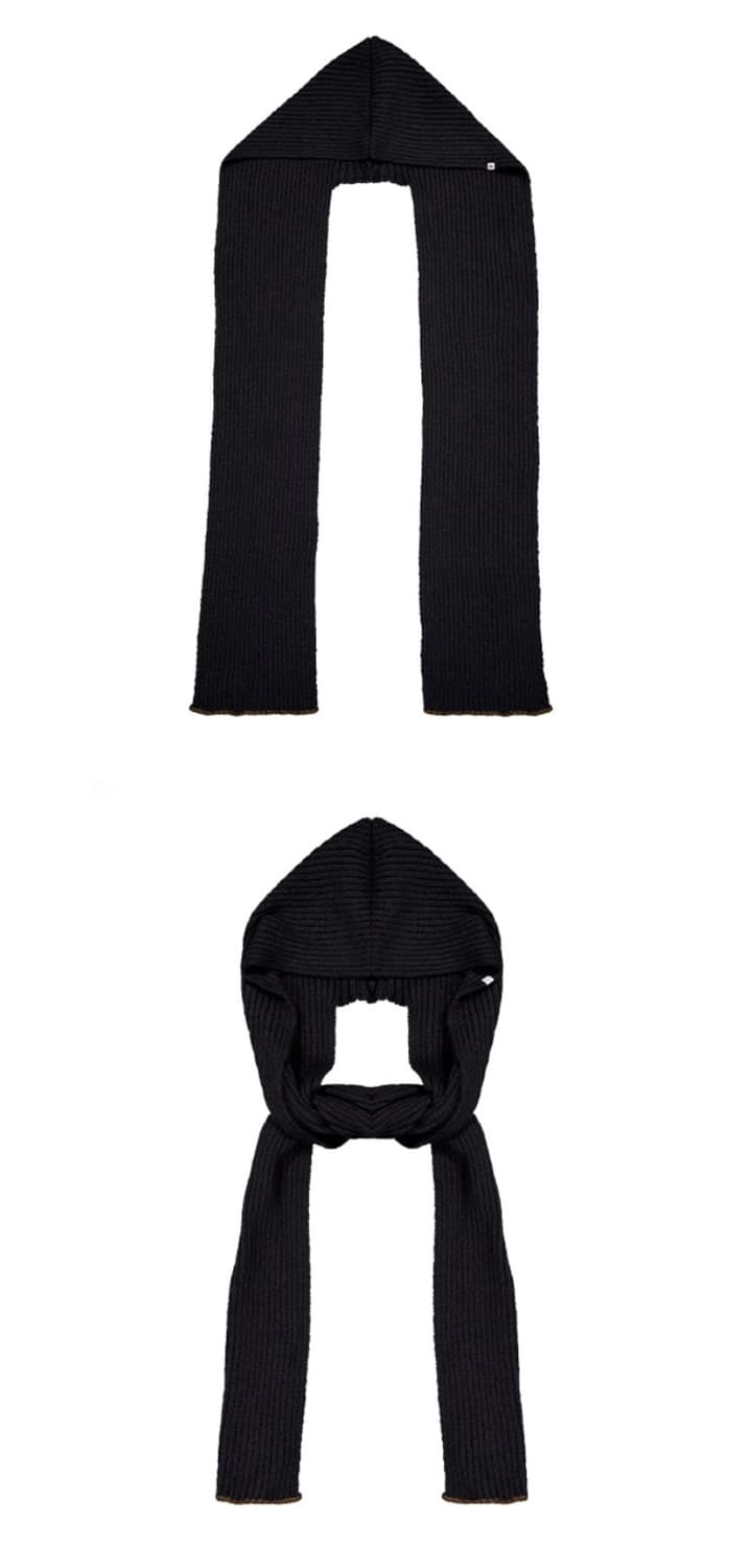 우알롱 Knit hood muffler - BLACK | 후루츠패밀리