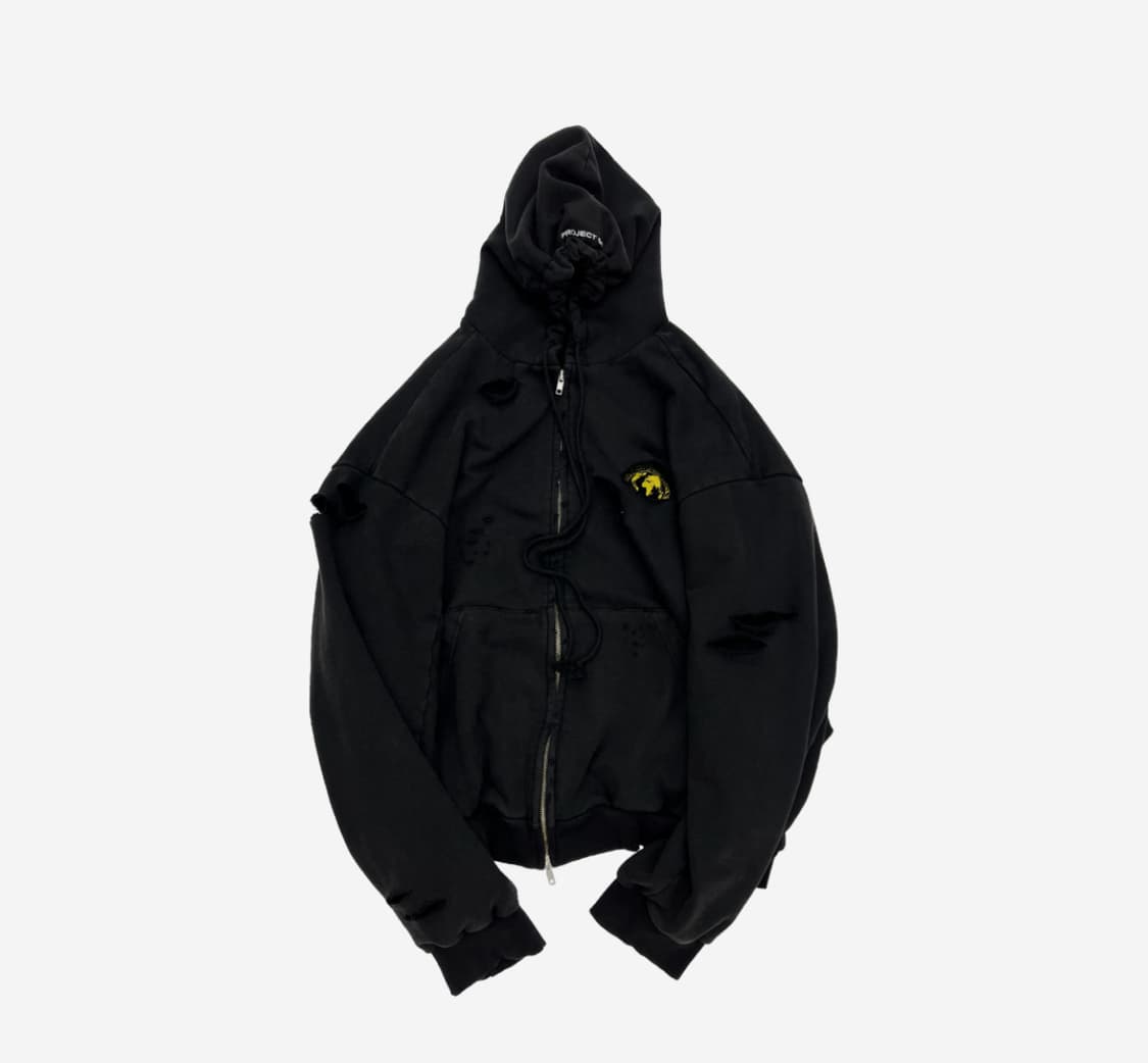 PROJECT GR DISTRESSED LAYER ZIP HOODIE | 후루츠패밀리